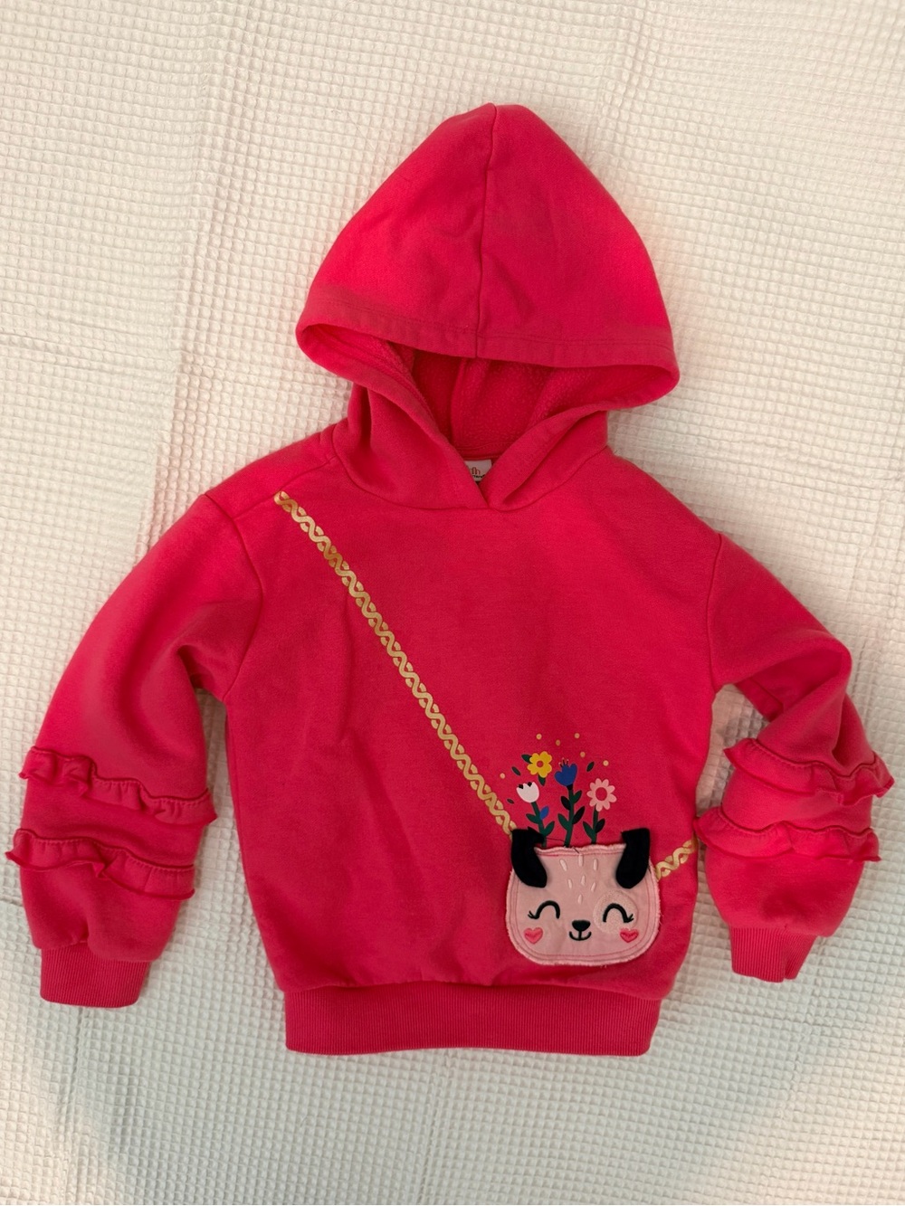 Kids Headquarters Hot Pink Hooded Sweatshirt with Kitty Purse Applique